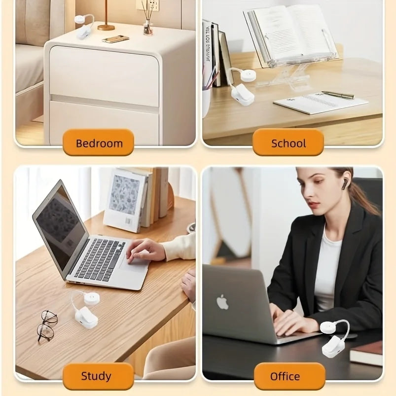 Folding Mini Clip Book Lamp USB Rechargeable LED Night Light 3 Modes Eye Protection Stepless Dimmable Flexible Bedroom Reading - TechSmartX