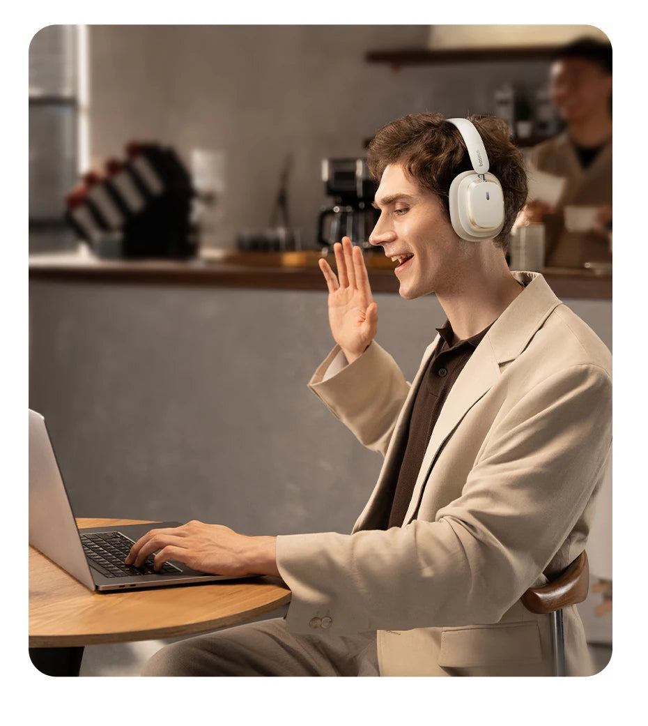 Baseus Bowie H1s Wireless Headphones Bluetooth 5.4 Noise Canceling 46dB Over Ear Headset Hi-Res Spatial Audio Earphone 120H Time - TechSmartX