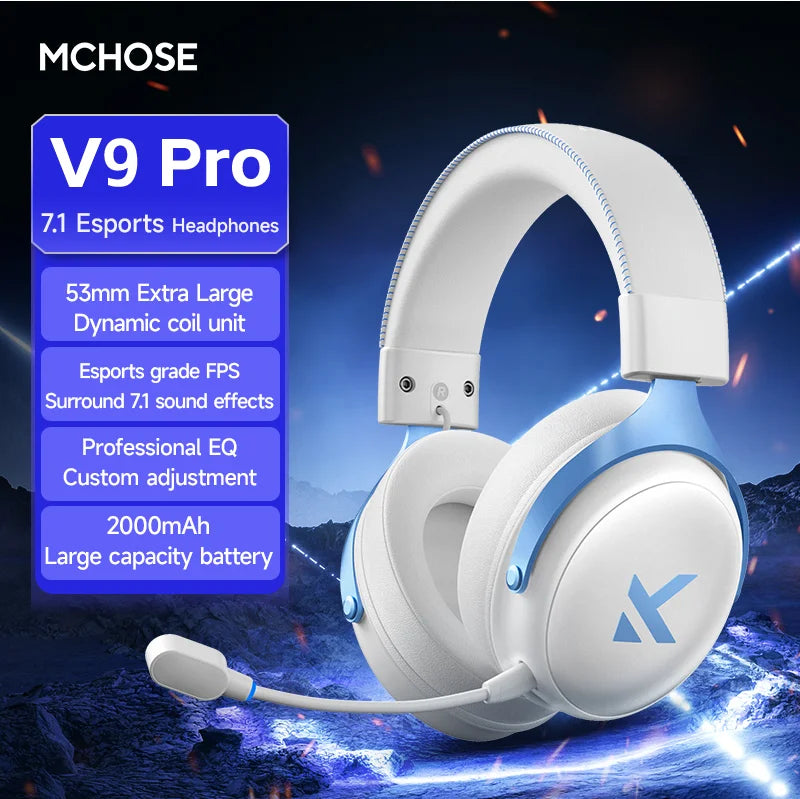 Original MCHOSE V9 PRO Music Esports Gaming Headphones 3-mode Wireless Noise Reduction Mic Customized Head-mounted - TechSmartX