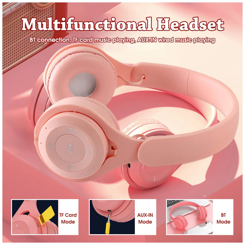 Y08 Macaron Wireless Bluetooth Headband Headphones with Mic Stereo Gaming Headset Gamer Girl Gift for Mobile Tablet - TechSmartX