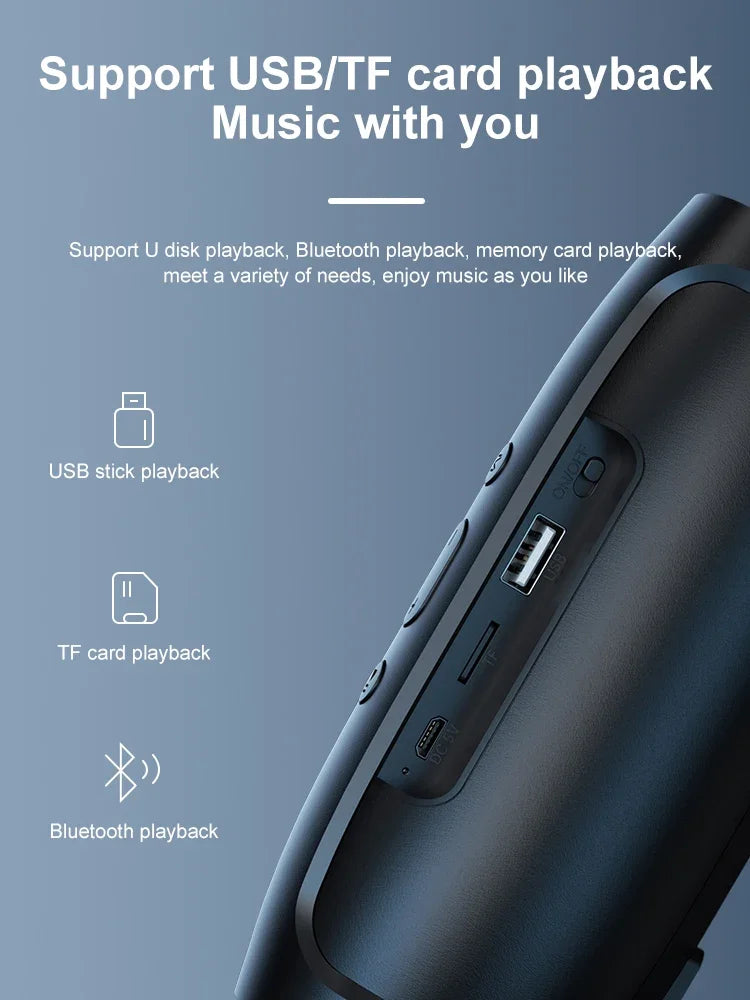 TF USB Bluetooth Speaker Dual Speaker Stereo Outdoor Tfusb Playback Fm Voice Broadcasting Portable Subwoofer Wireless Speaker - TechSmartX