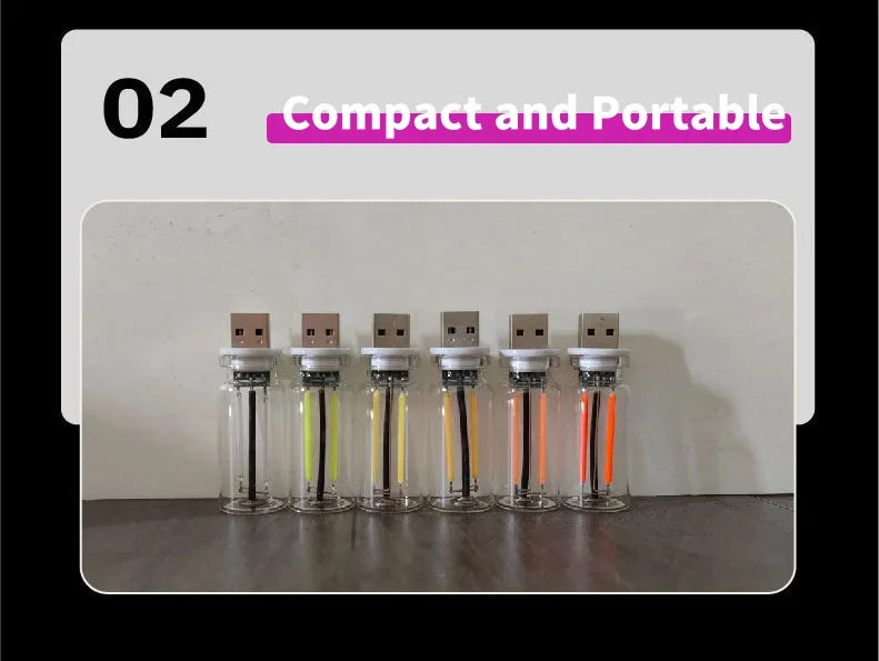 Car USB Night Light Touch Dimmable LED Filament Lamp Portable Lighting Plug and Play Decorative Atmosphere Light for Car Bedroom - TechSmartX