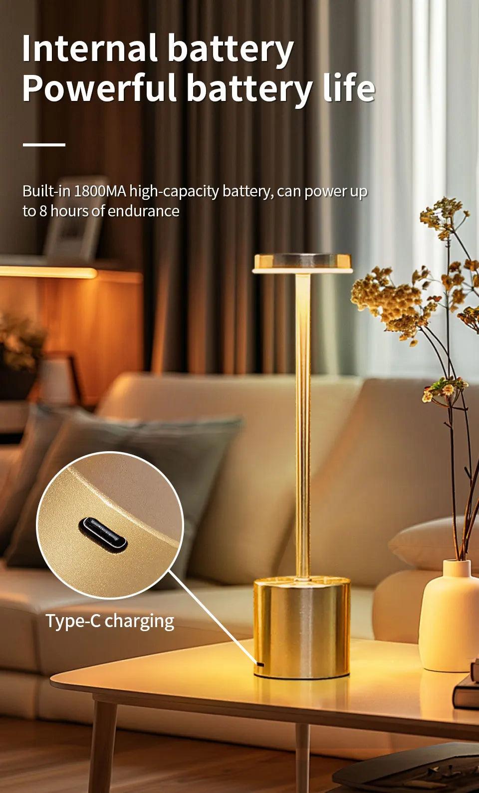Classic Table Lamp USB Rechargeable Night Light Stepless Dimming Touch Desk Lamp 3 Colors Bedside Lamp Bar Hotel Decoration - TechSmartX