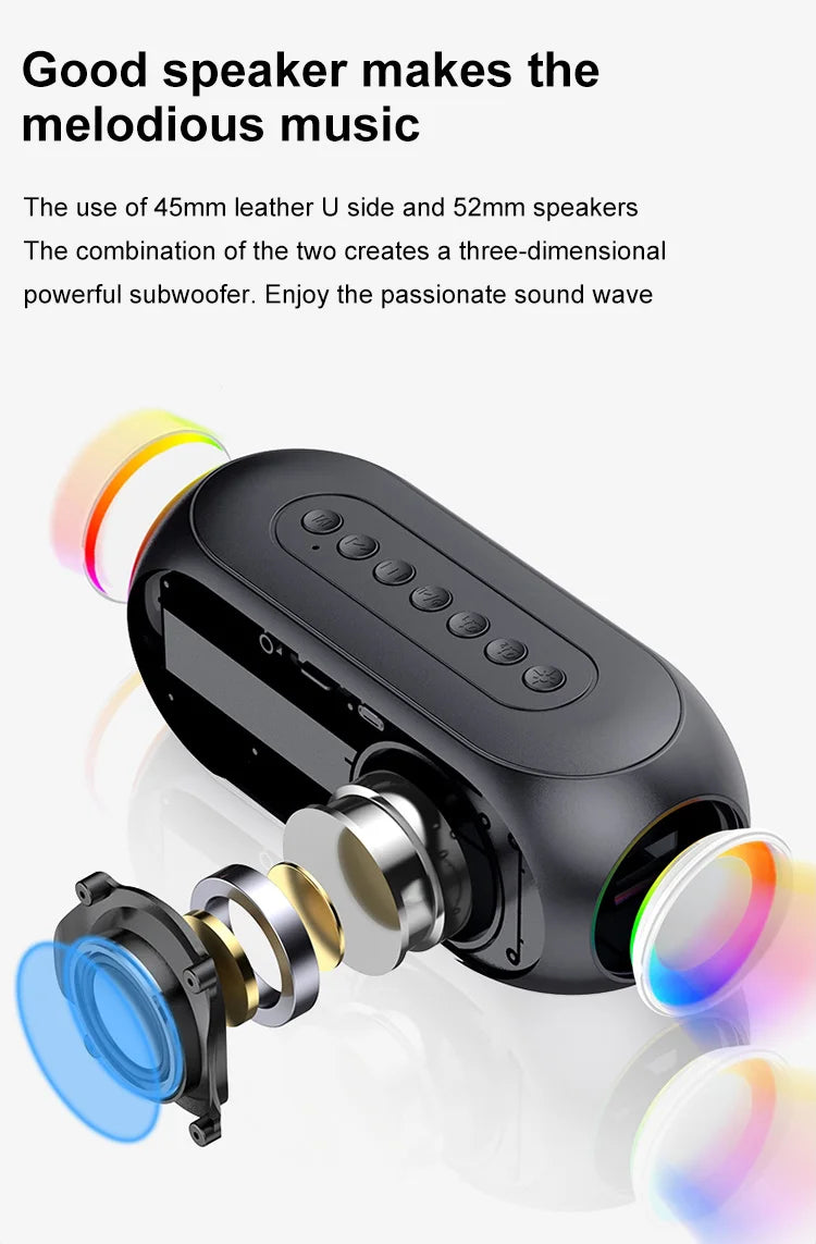 Alarm Clock Radio FM Bluetooth Speaker Portable Subwoofer Caixa De Som Sound Box Music Wireless Mini Woofers Bocina Lamp Column - TechSmartX