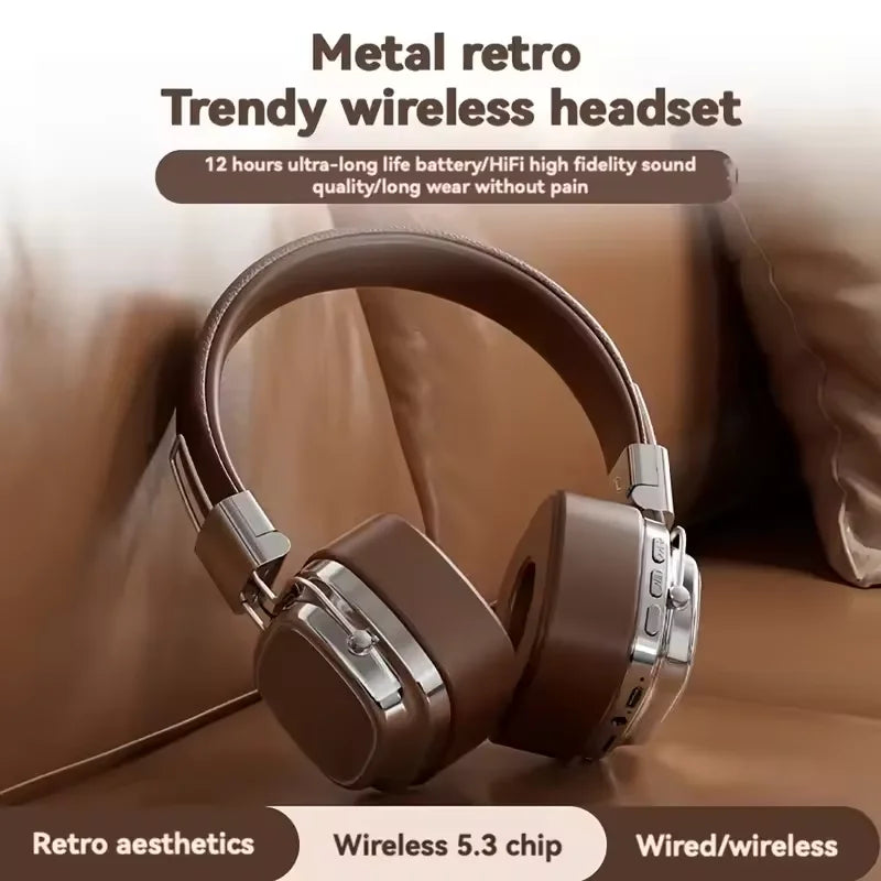 2025 New 5.3 Foldable Wireless Bluetooth Headsets Headset Gamer Choice Retro Over Ear Headphones DJ Stereo Sounds Bluetooth - TechSmartX