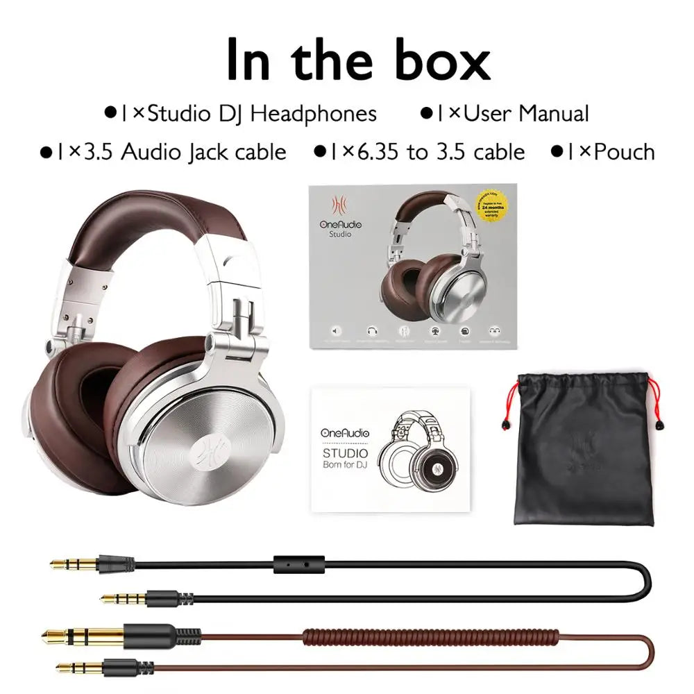 Oneodio Pro 30 Professional Studio DJ Headphones With Microphone Over Ear Wired Earphones HiFi Monitors Foldable Gaming Headset - TechSmartX