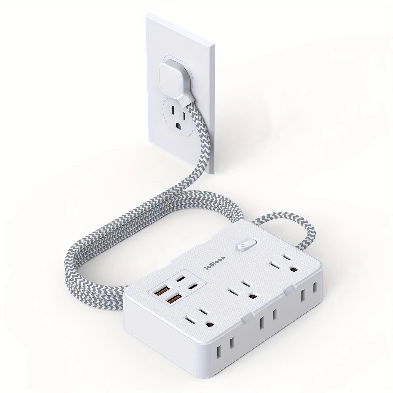 US Plug AC Outlet Multiprise Power Strip Braided Extension Cord Smart Home Electrical Socket Network Filter USB Type-C Charging - TechSmartX