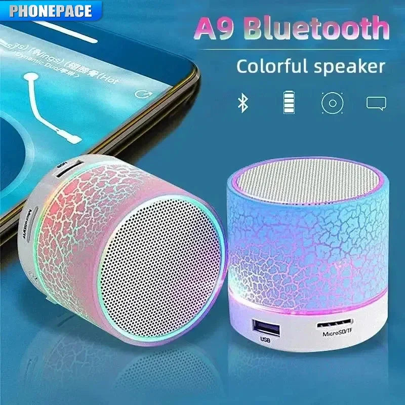 PHONEPACE A9 Bluetooth Speaker  Mini  Crack LED SD Card USB Subwoofer Portable MP3 Music Sound Column for PC Mobile Phone Etc. - TechSmartX