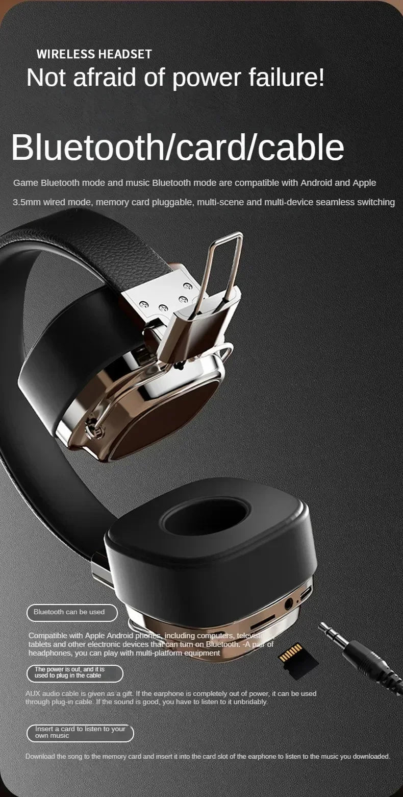 2025 New 5.3 Foldable Wireless Bluetooth Headsets Headset Gamer Choice Retro Over Ear Headphones DJ Stereo Sounds Bluetooth - TechSmartX