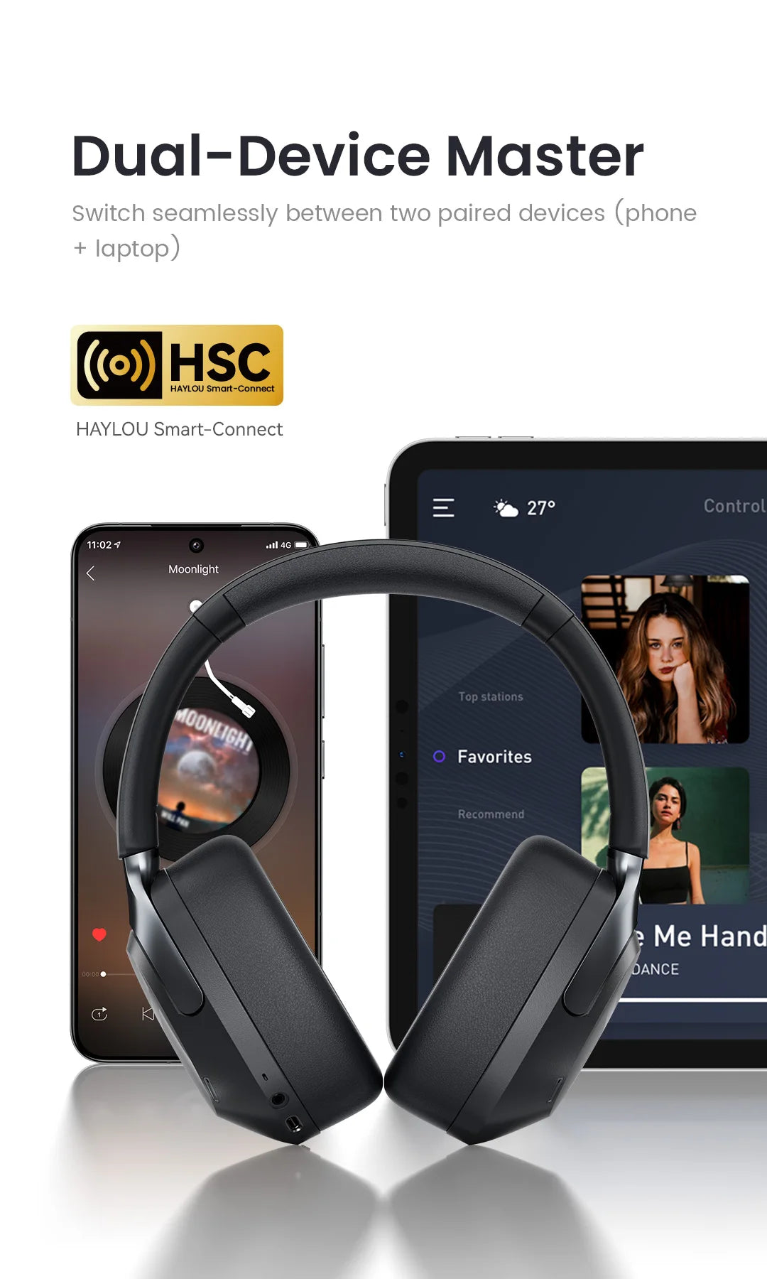 HAYLOU S40 ANC Wireless Headphone 50dB Noise Canceling Hi-Res 3D Spatial Audio Earphone with LDAC Bluetooth 6.0 Over Ear Headset - TechSmartX