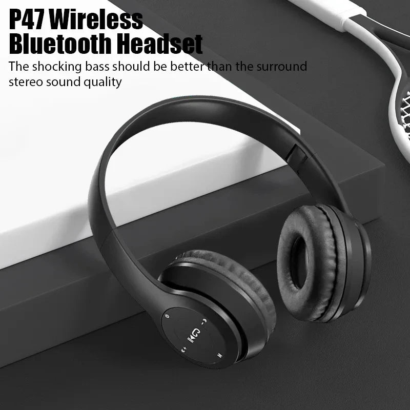 P47 Wireless bluetooth headphone With Mic Headsets Stereo Sound Earphones Sports Gaming Headphones Supports PC Smartphone - TechSmartX