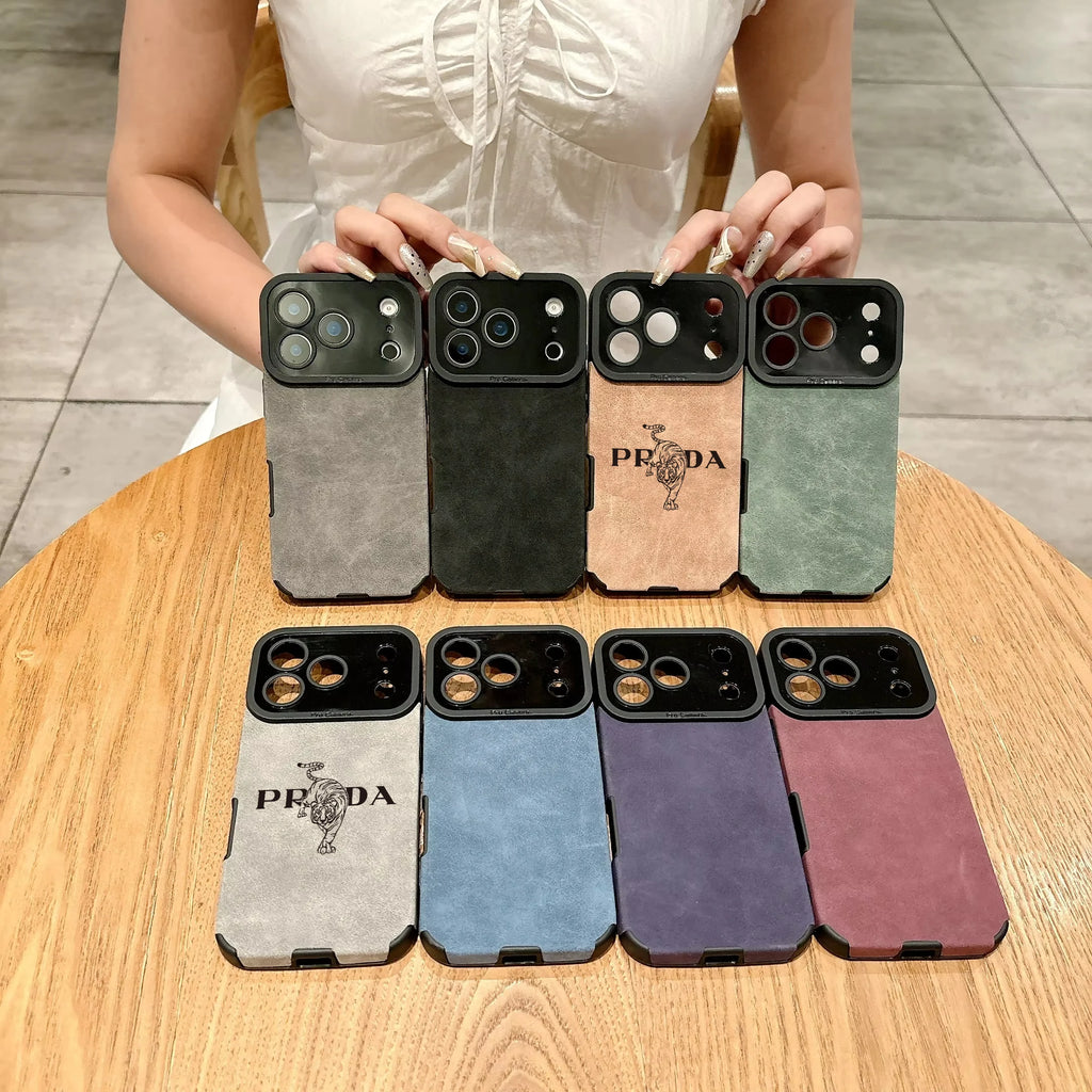 Microfiber Leather phone case for iphone 17 16 15 14 plus 13 12 11 pro max 16E cover Luxury funda Italy tiger streetwear cases