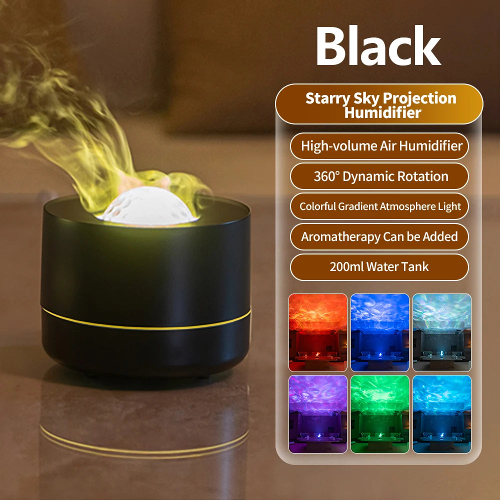 New Starry Sky Projection Air Humidifier with Colorful Gradient Night Light USB Delicate Water Mist Essential Oil Aroma Diffuser - TechSmartX