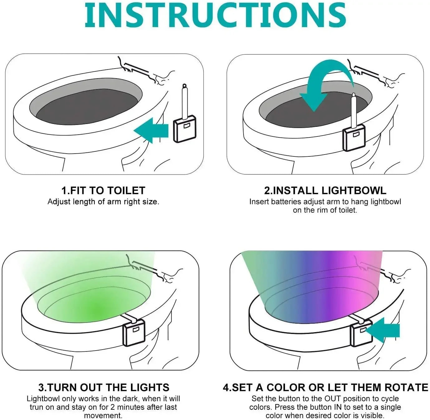 Motion Sensor Light Wireless LED Night Light RGB 8colors Lamp Toilet Bathroom Atmosphere Light Colorful Sensor LED Night Lights - TechSmartX