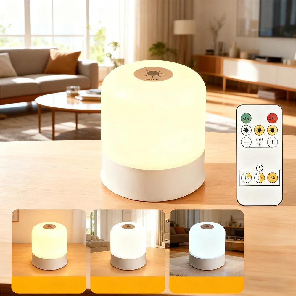 LED Night Light Dimmable Rechargeable/Plug-in Desktop Bedroom Bedside Lighting Decorative Touchscreen Reading RGB Desk Lamp - TechSmartX