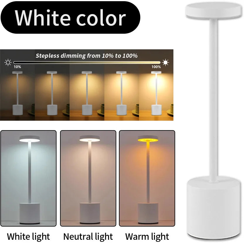 Classic Table Lamp USB Rechargeable Night Light Stepless Dimming Touch Desk Lamp 3 Colors Bedside Lamp Bar Hotel Decoration - TechSmartX