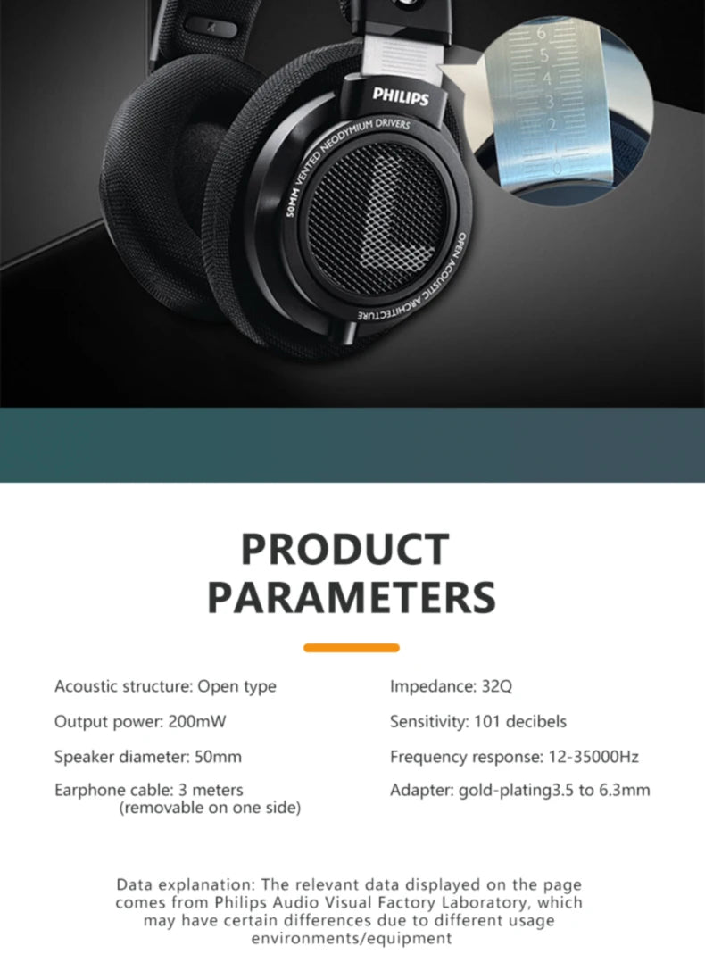 Philips SHP9500 Head-mounted Wired Headphones HiFi Stereo Earphone Monitor Class Music Earbuds E-sports Game Universal Headset - TechSmartX