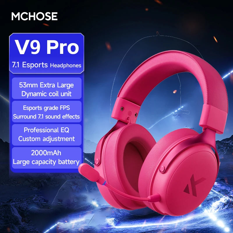 MCHOSE V9 pro E-Sports Headset with Microphone Tri-Mode Gaming USB Wireless 7.1 Channel Surround Sound Portable Audio Headphones - TechSmartX