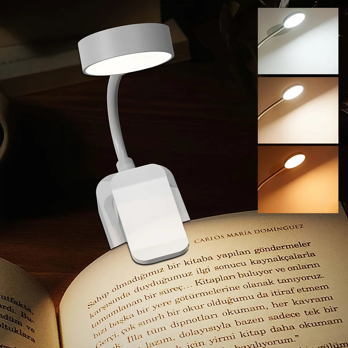 Folding Mini Clip Book Lamp USB Rechargeable LED Night Light 3 Modes Eye Protection Stepless Dimmable Flexible Bedroom Reading - TechSmartX