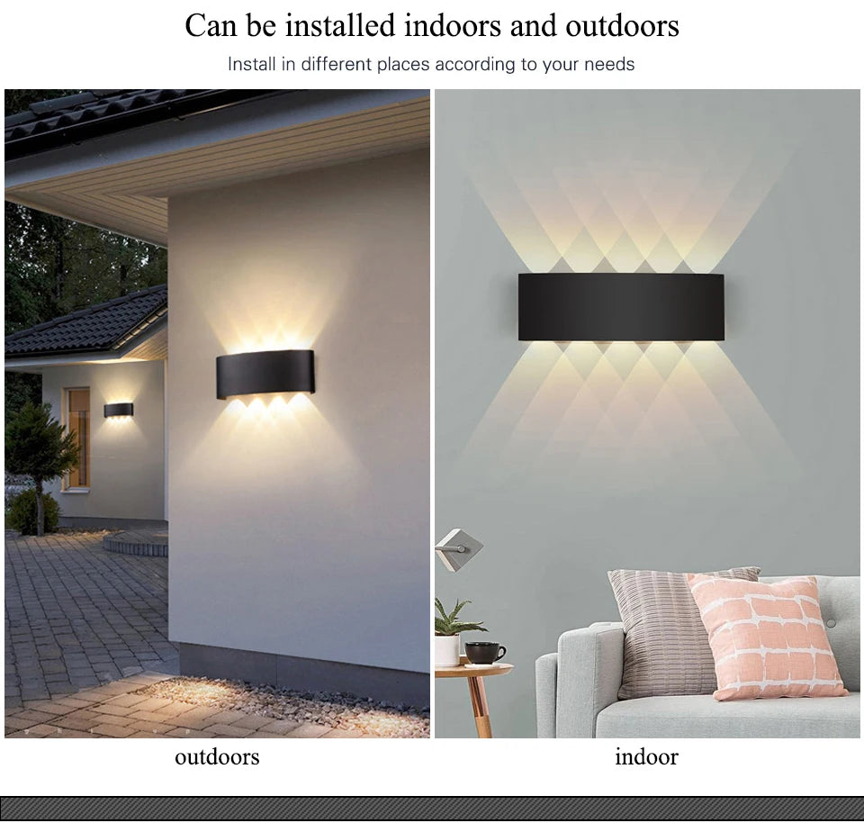 Up Down LED Wall Lamp Waterproof Modern Wall Light for Bedroom Living Room Corridor Balcony Indoor Outdoor Home Decor Lighting - TechSmartX