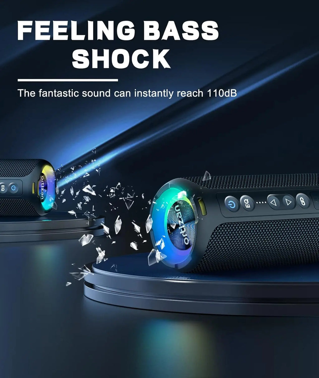 Ortizan Bluetooth Speakers 40W Enhanced Bass Portable Outdoor Wireless Speaker 30Hrs IP7 Waterproof Shower Speaker Bluetooth 5.3 - TechSmartX