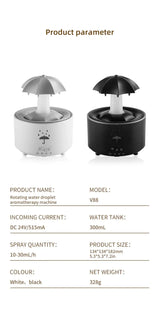 Rainbow Raindrop Aromatherapy Machine Rotating Water Drop Humidifier 7-Color Lamp Creative Umbrella Essential Oil Diffuser - TechSmartX