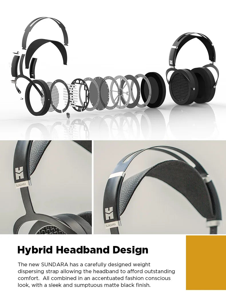 HIFIMAN SUNDARA Over-Ear Full-Size Planar Magnetic Headphones (Black) with High Fidelity Design Metal Casing - TechSmartX