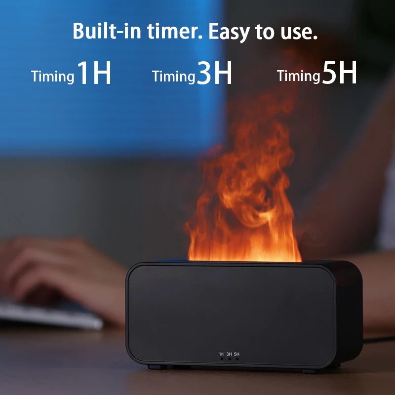 Flame Aroma Diffuser,Fragrance Essential Oil Diffuser Humidifier,with 3D Flame Night Light 120mL for Bedroom, Home and Office - TechSmartX