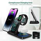 Stație de încărcare rapidă wireless 3 în 1, 30W, pliabilă, pentru iPhone 15 14 13 12 11, Apple Watch 9 8 7 6 5, Airpods Pro