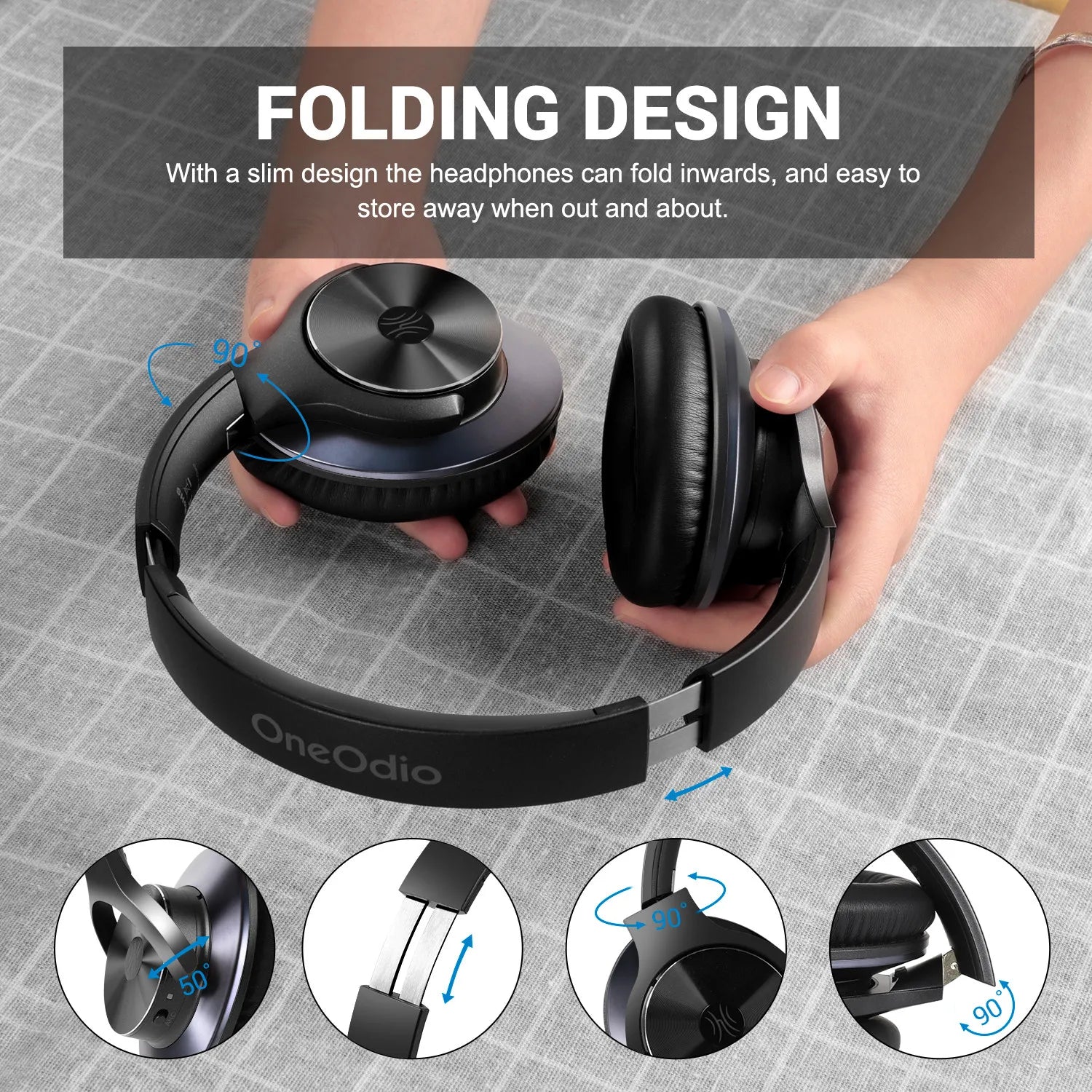 Oneodio A10 Bluetooth 5.4 Headphones Hybrid Active Noise Cancelling With Hi-Res Audio Over Ear Wireless Headset ANC With 5-Mic - TechSmartX