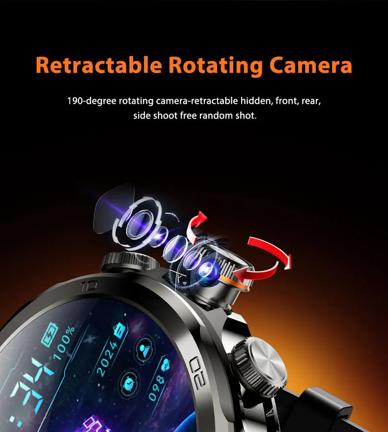 Original H19 Smart Watch Android 10.0 Smartwatch With 190° Rotary Camera GPS WIFI 1.95inch Larger Amoled Screen 256GB Storage - TechSmartX