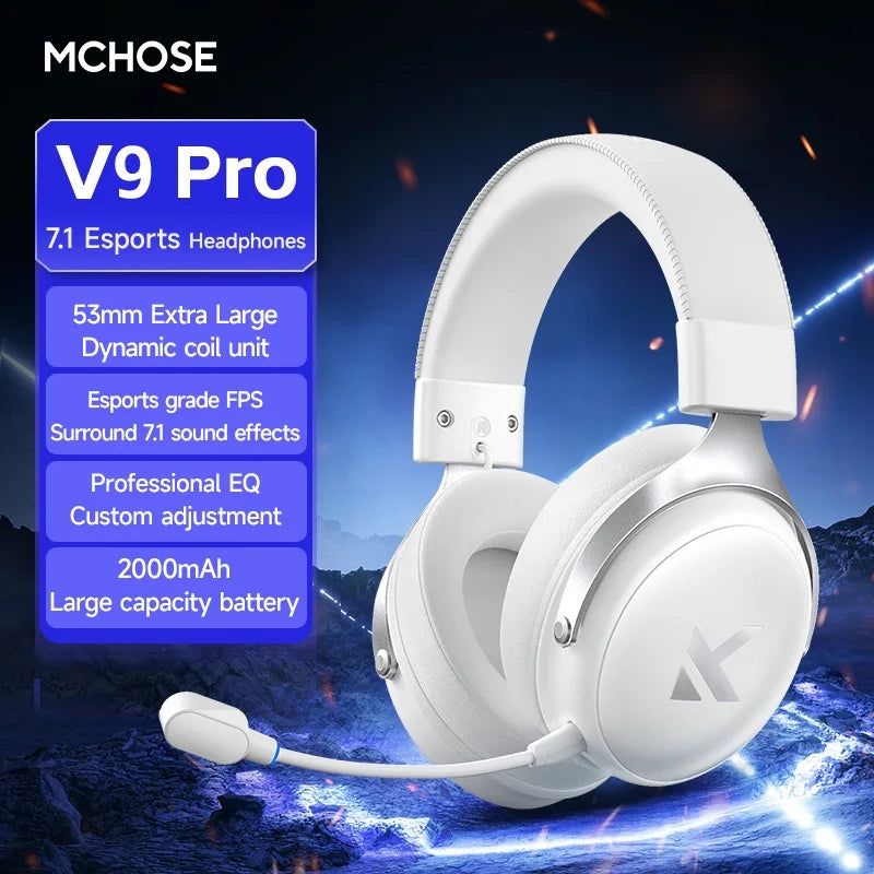 Original MCHOSE V9 PRO Music Esports Gaming Headphones 3-mode Wireless Noise Reduction Mic Customized Head-mounted - TechSmartX