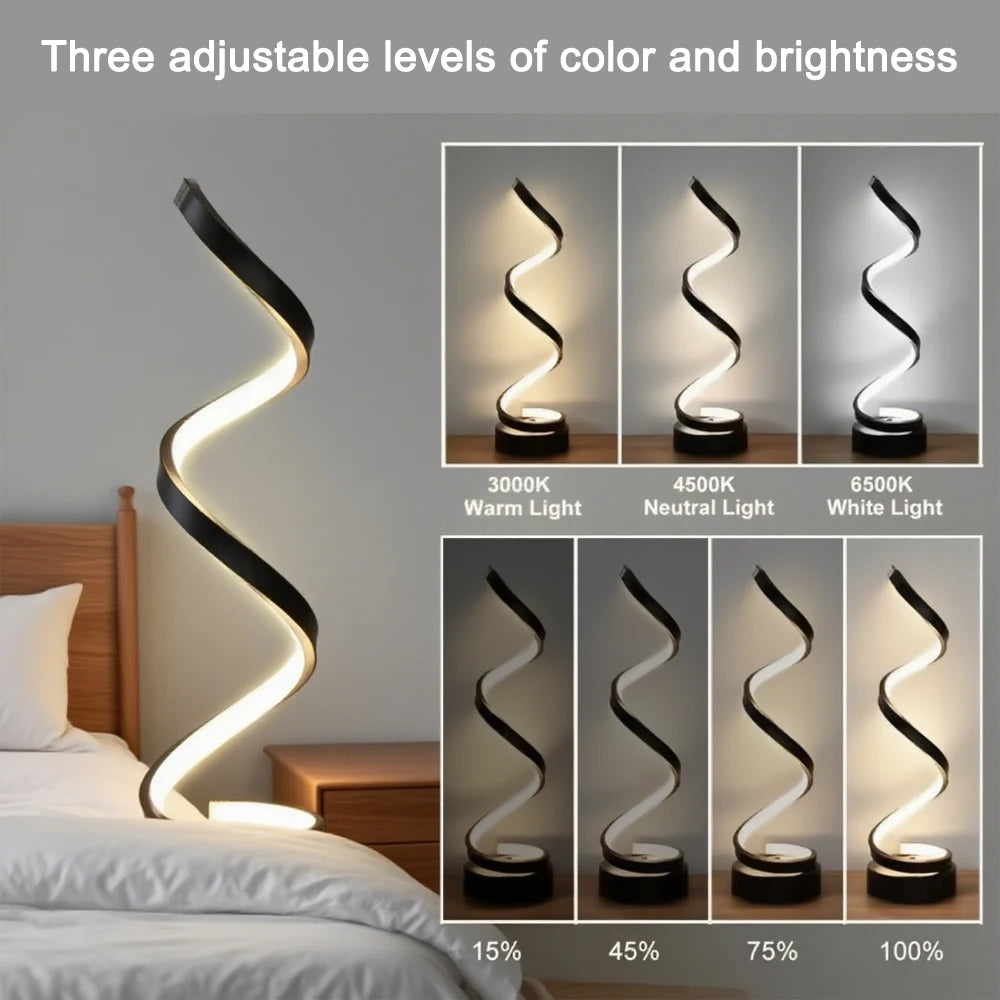 LED spiral dimmable table lamp suitable for living room bedroom study adjustable brightness bedside lamp for office and home use - TechSmartX