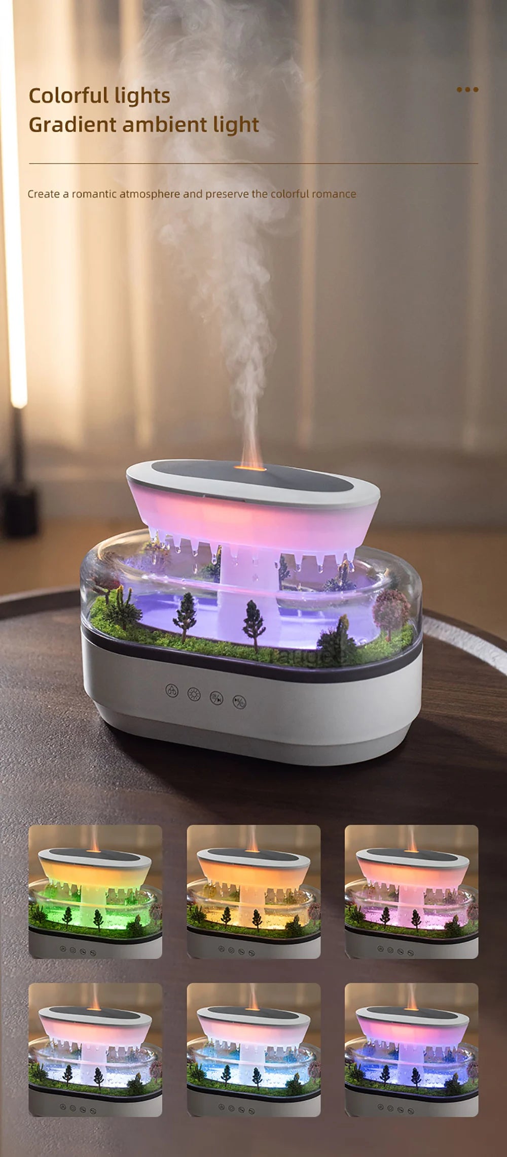 Aroma Humidifier Raindrop Air Humidifier Colorful Light White Noise Essemtial Oil Diffuser Home Ultrasonic Fragrance Diffuser - TechSmartX