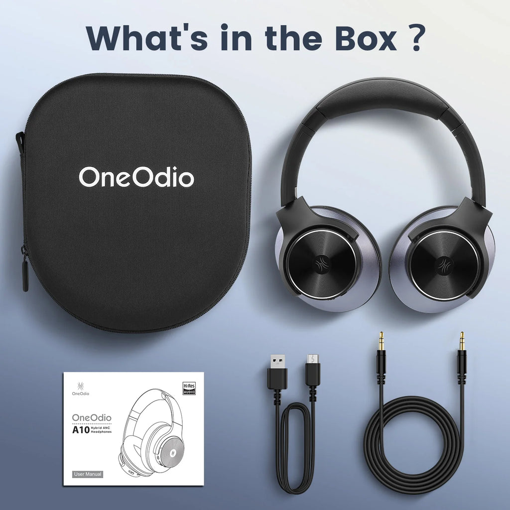 Oneodio A10 Bluetooth 5.4 Headphones Hybrid Active Noise Cancelling With Hi-Res Audio Over Ear Wireless Headset ANC With 5-Mic - TechSmartX