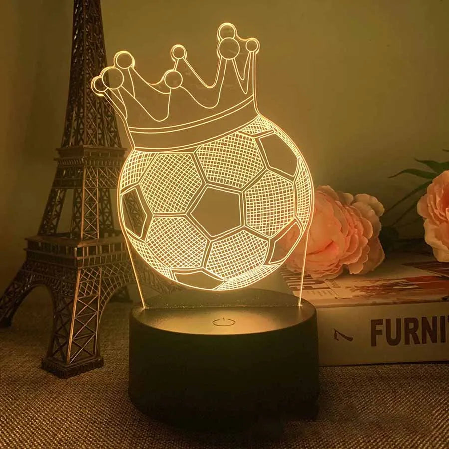 LED 3D Football Theme Table Lamp USB Plug Bedroom Bedside Creative Book Lamp Sports Enthusiasts Gift Decorative Night Light - TechSmartX