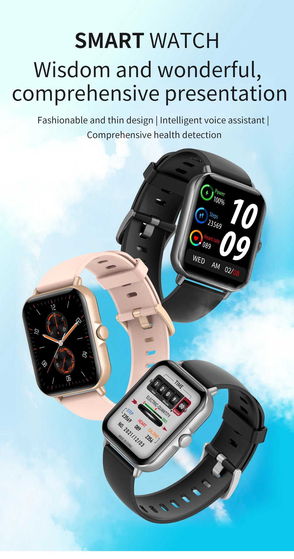 2025 Digital Smartwatch Sports Fitness Men's Women Smart Watch Waterproof Wrist Watches for Ladies Kids Child Android IOS Phones - TechSmartX