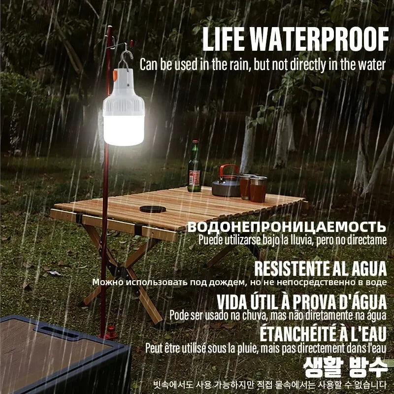 Outdoor USB Rechargeable LED Lamp Bulbs High Brightness Emergency Light Hook Up Camping Fishing Portable Lantern Night Lights - TechSmartX