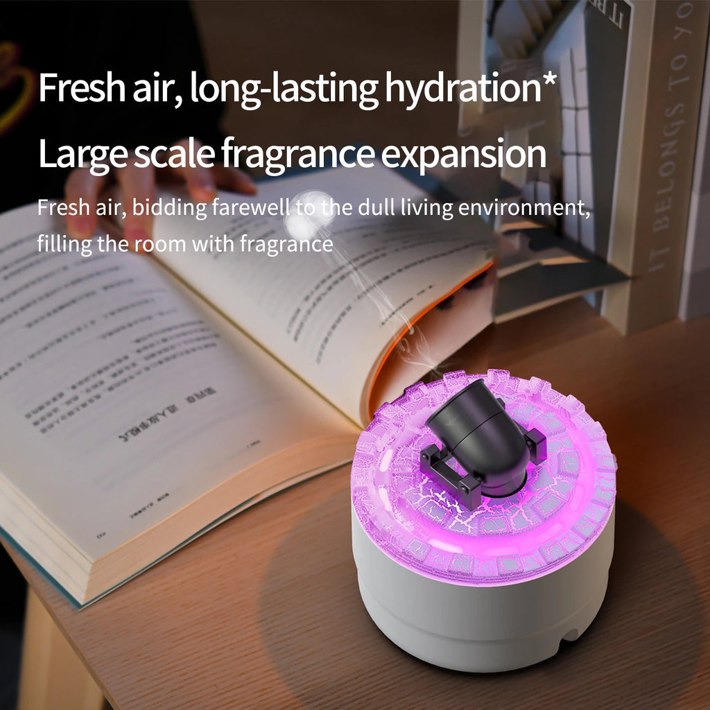 Creative Volcanic Crack Light Artillery Air Humidifier Aromatherapy Diffuser for Home Desktop Ring Spray Electric Aroma Diffuser - TechSmartX
