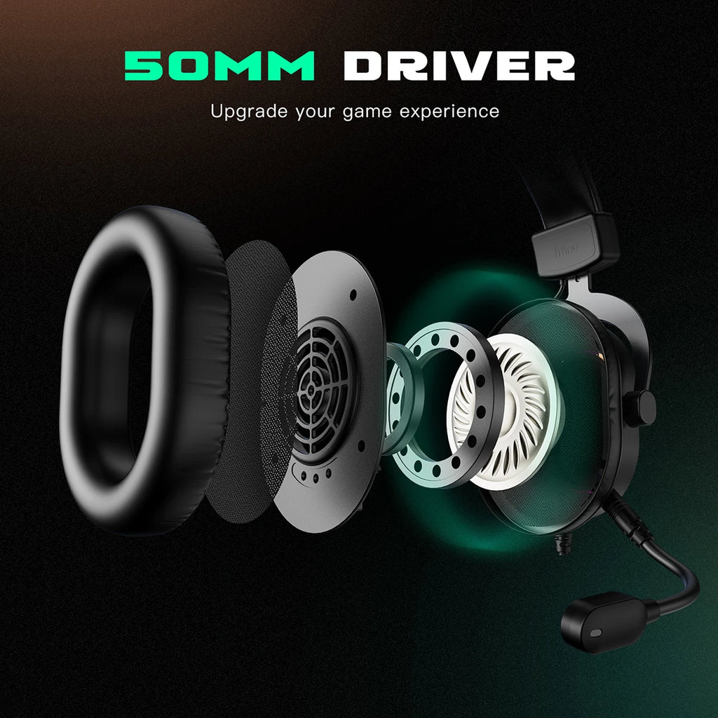 Fifine Dynamic RGB Gaming Headset with Mic Over-Ear Headphones 7.1 Surround Sound PC PS4 PS5 3 EQ Options Game Movie Music - TechSmartX