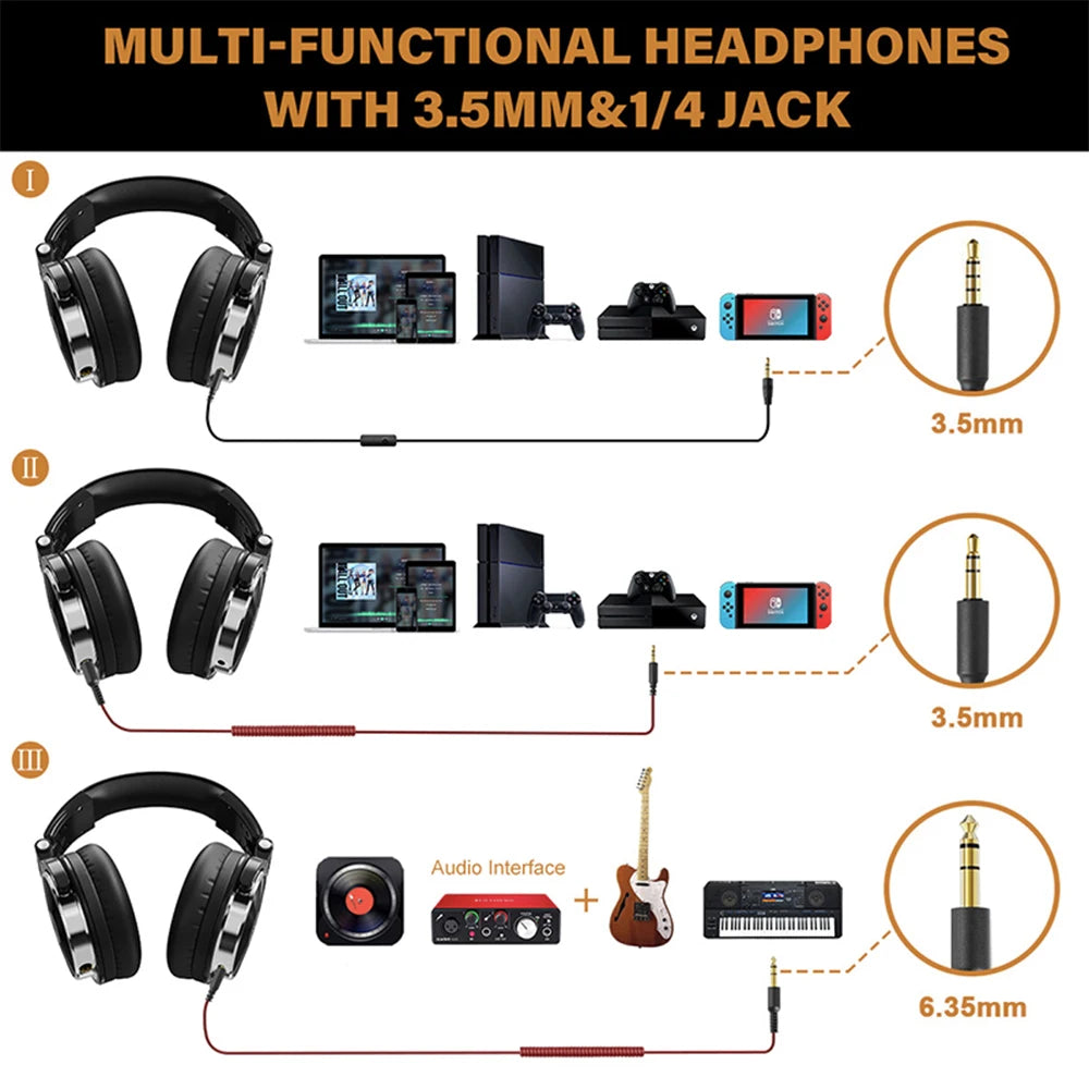 Oneodio Wired Headphones Professional Studio Pro 10/30/50 DJ Headphones With Microphone Over Ear HiFi Hi-Res Monitor Headset - TechSmartX