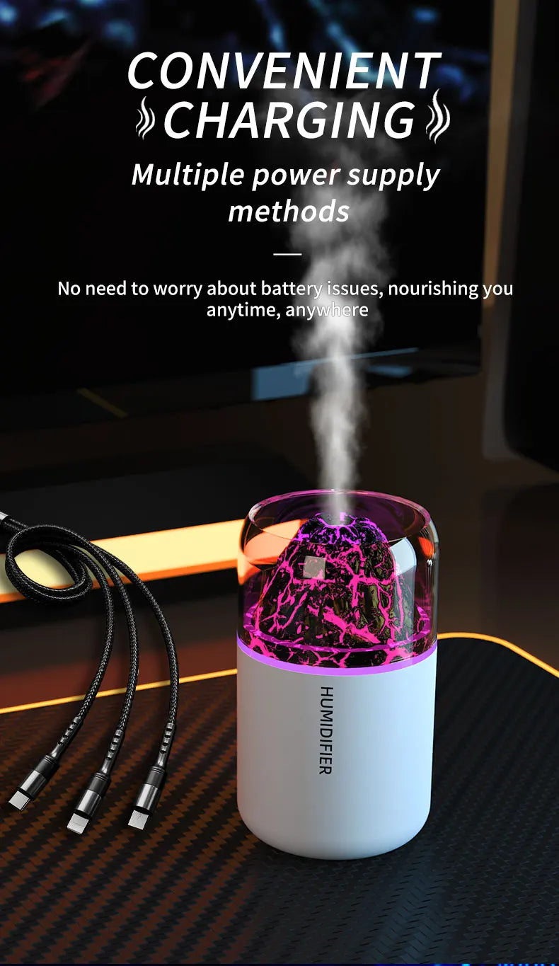 The simulated volcanic color lamp humidifier USB aromatherapy diffuser is suitable for use in cars, homes, bedrooms, as a gift, - TechSmartX