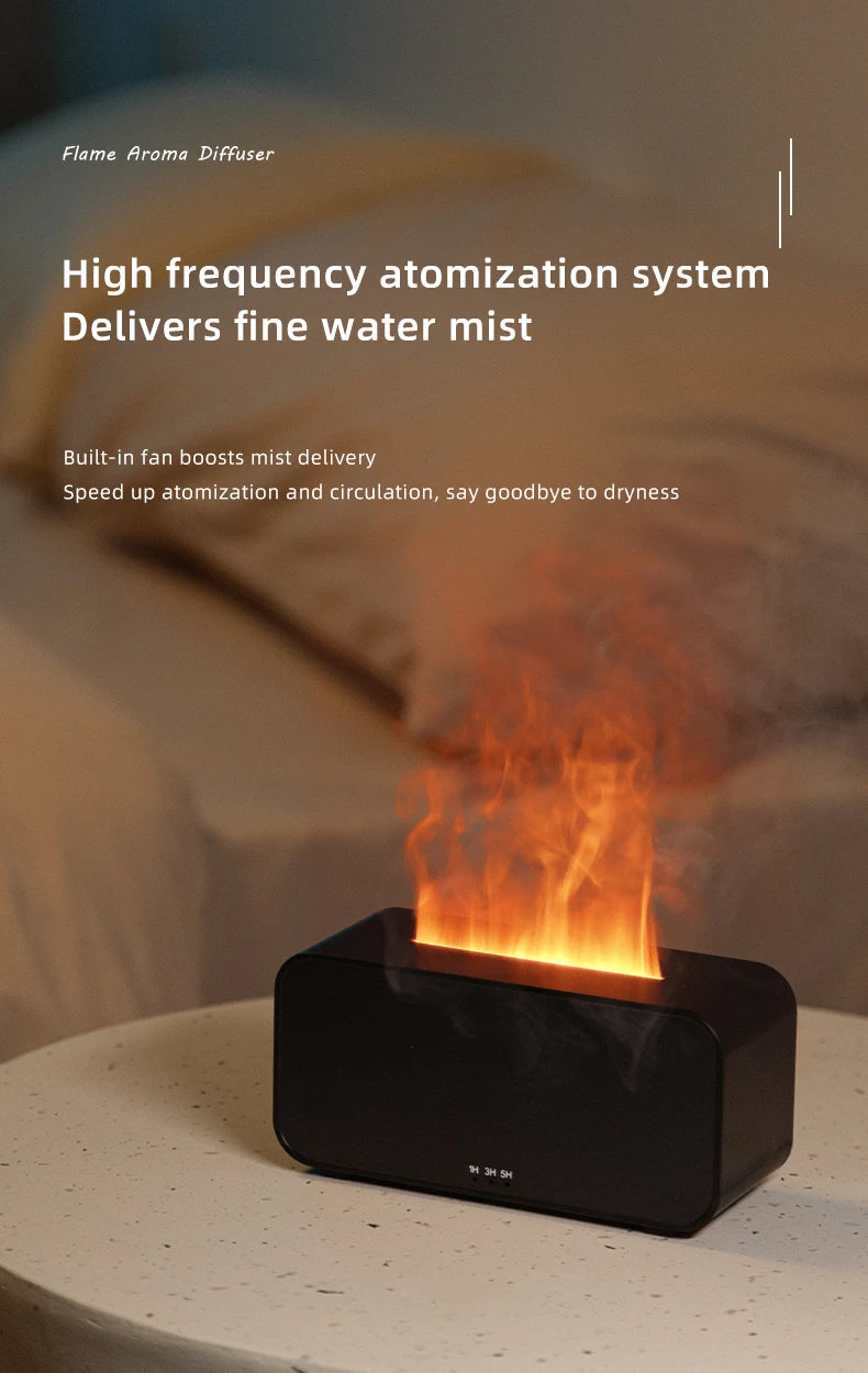 Flame Aroma Diffuser,Fragrance Essential Oil Diffuser Humidifier,with 3D Flame Night Light 120mL for Bedroom, Home and Office - TechSmartX