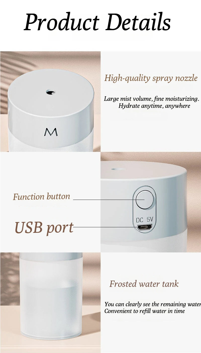 Household USB Humidifier Mini Silent Home Humidifier Car Portable Office Desktop Home Aromatherapy Colorful Humidifier - TechSmartX