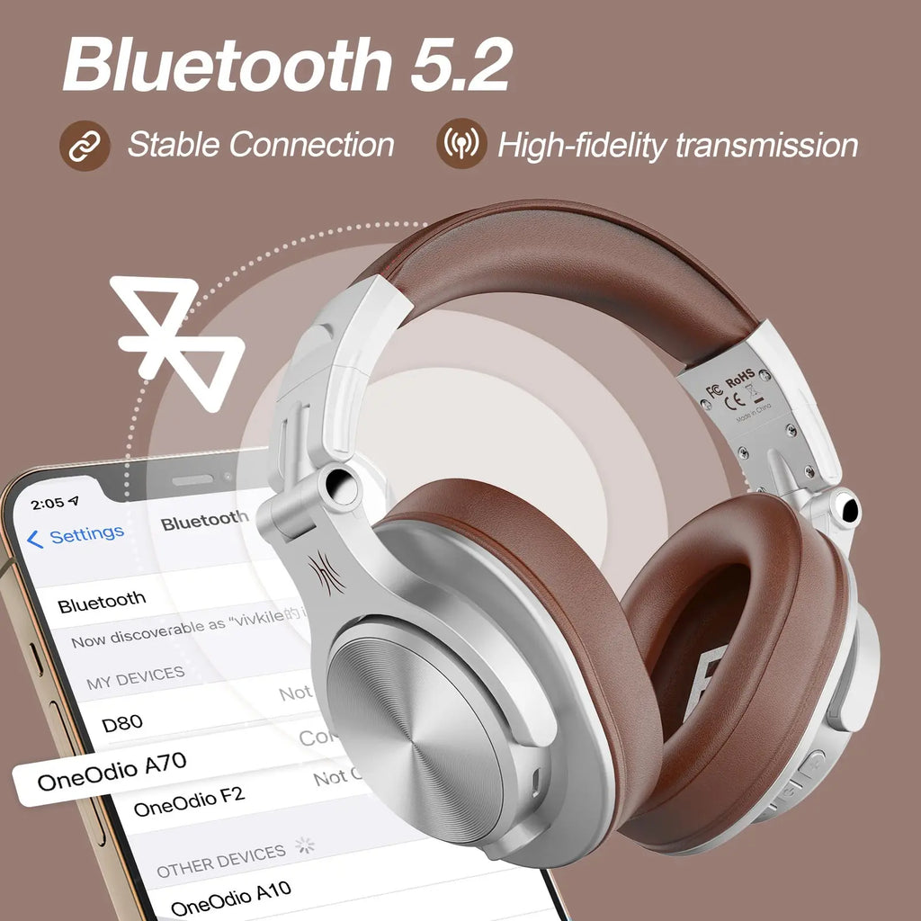 Oneodio A70 Fusion Wired + Wireless Bluetooth 5.2 Headphones For Phone With Mic Over Ear Studio DJ Headphone Recording Headset - TechSmartX
