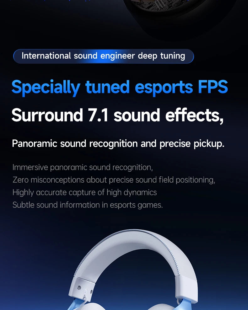 MCHOSE V9 pro E-Sports Headset with Microphone Tri-Mode Gaming USB Wireless 7.1 Channel Surround Sound Portable Audio Headphones - TechSmartX