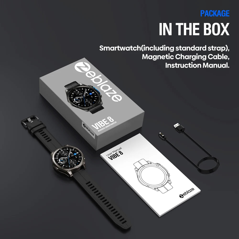 New Zeblaze VIBE 8 AMOLED Display Built-in Flashlight Smartwatch Sapphire Lens Make/Receive Calls HR/BP Monitoring Smart Watch - TechSmartX