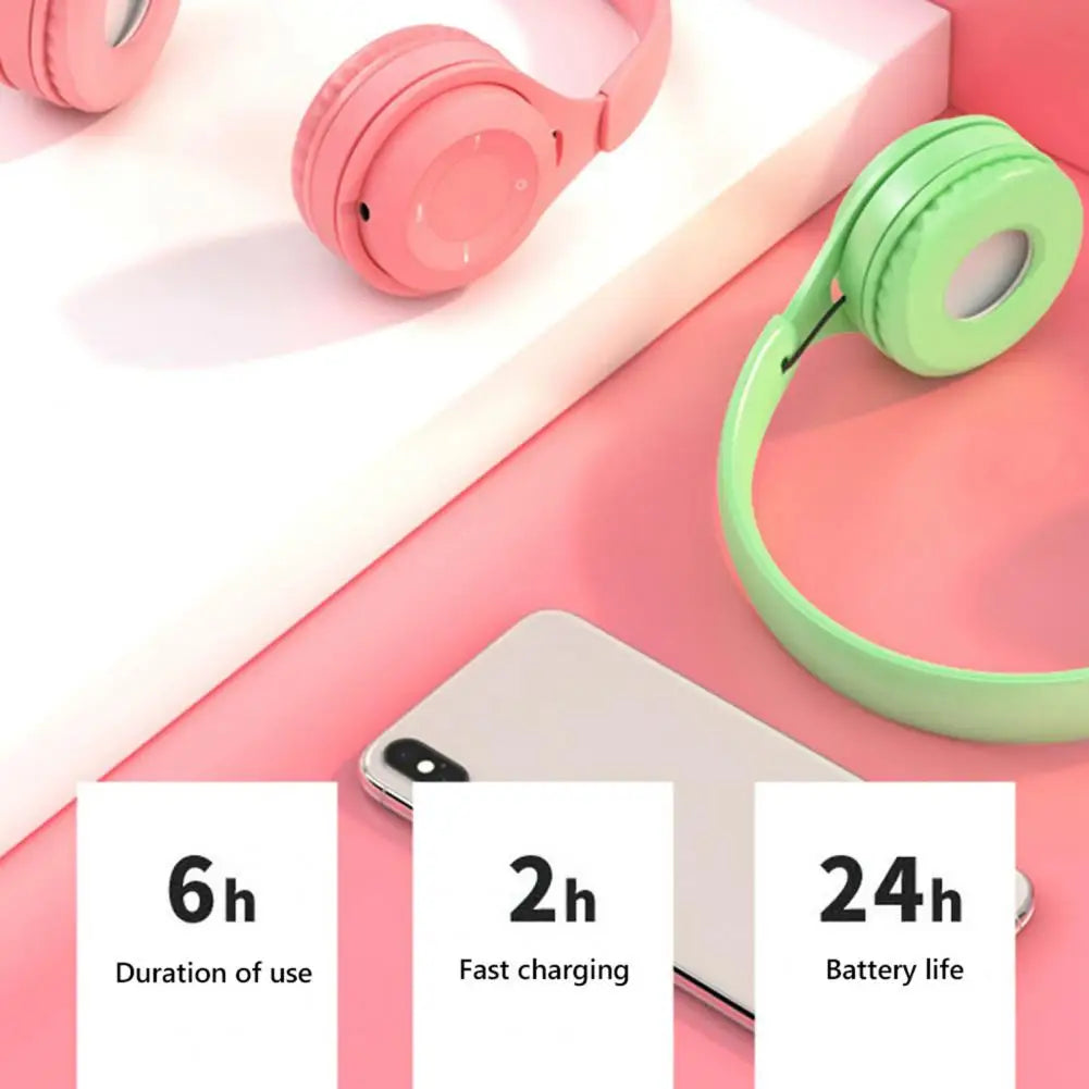 Y08 Macaron Wireless Bluetooth Headband Headphones with Mic Stereo Gaming Headset Gamer Girl Gift for Mobile Tablet - TechSmartX
