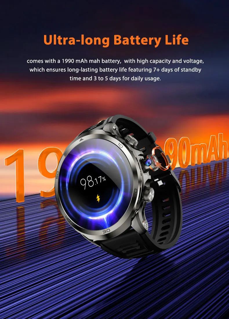 Original H19 Smart Watch Android 10.0 Smartwatch With 190° Rotary Camera GPS WIFI 1.95inch Larger Amoled Screen 256GB Storage - TechSmartX