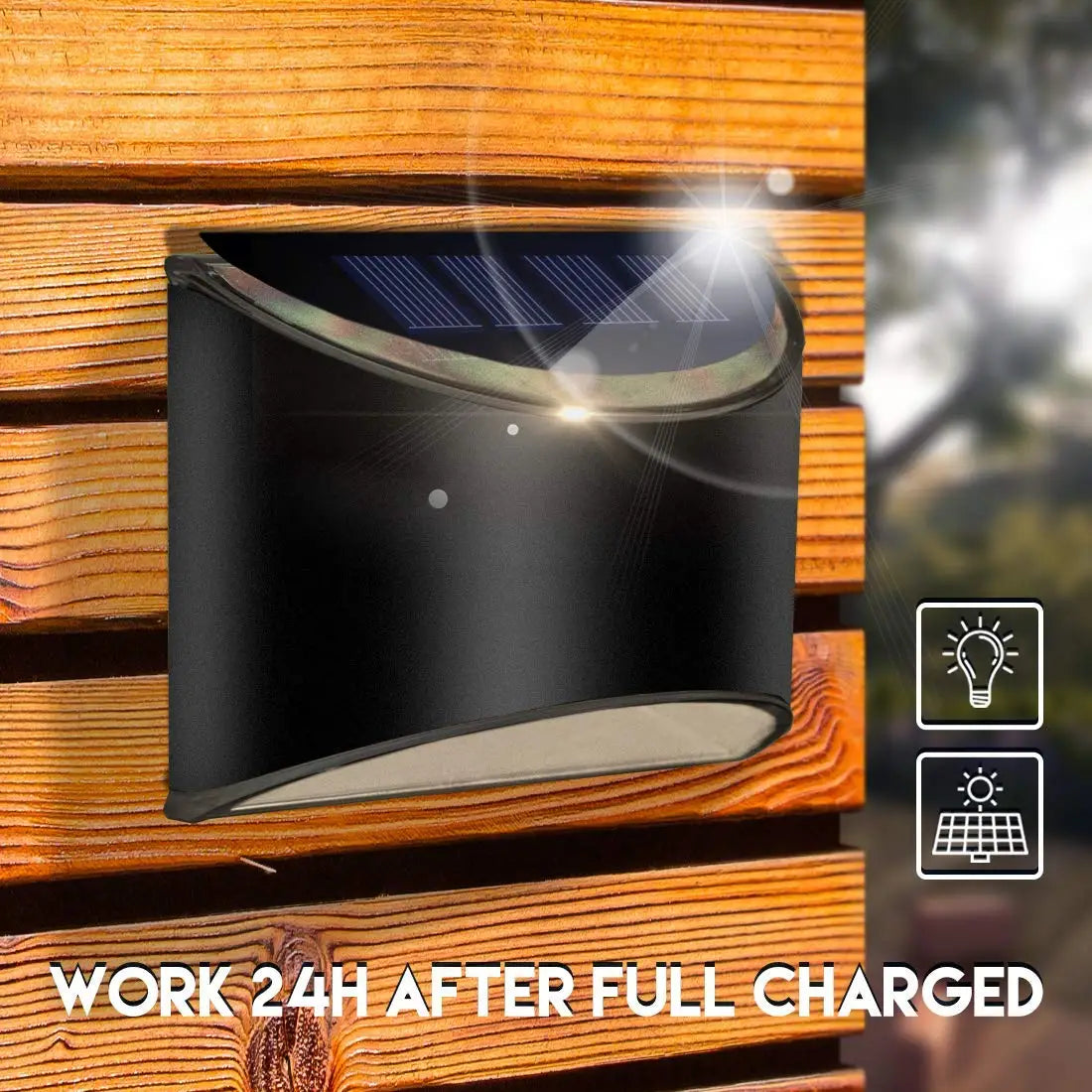 Outdoor Solar Powered LED Wall Light, Sconce Solar 4 LEDs Wall Lamp for Garden, Stair, Step, Patio,Yard Lighting,IP65 Waterproof - TechSmartX